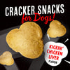 Close-up image of Fromm Pop'etts - Kickin' Chicken Liver Cracker Snacks, showing their crunchy texture.
