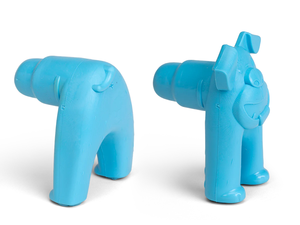 Close-up image of the blue West Paw Toppl Stopper, highlighting its durable design and vibrant colour.