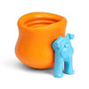 Image of the West Paw Toppl Stopper securely placed inside an empty Toppl toy, demonstrating how it fits perfectly to prevent treats from falling out.