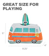 Image displaying the size and dimensions of the Hide A Surf Van toy, ensuring the perfect fit for your pup.
