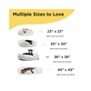 A comparison of the available sizes of the Best Friends by Sheri Calming Donut Dog Bed, perfect for pets of all sizes.