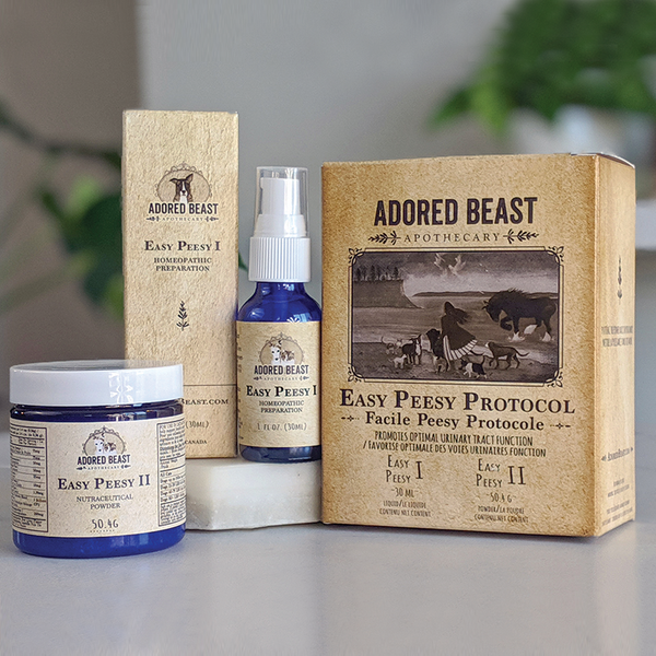 Adored Beast Easy Peesy Protocol: Supports urinary health, dissolves crystals, and prevents recurrent infections in pets.