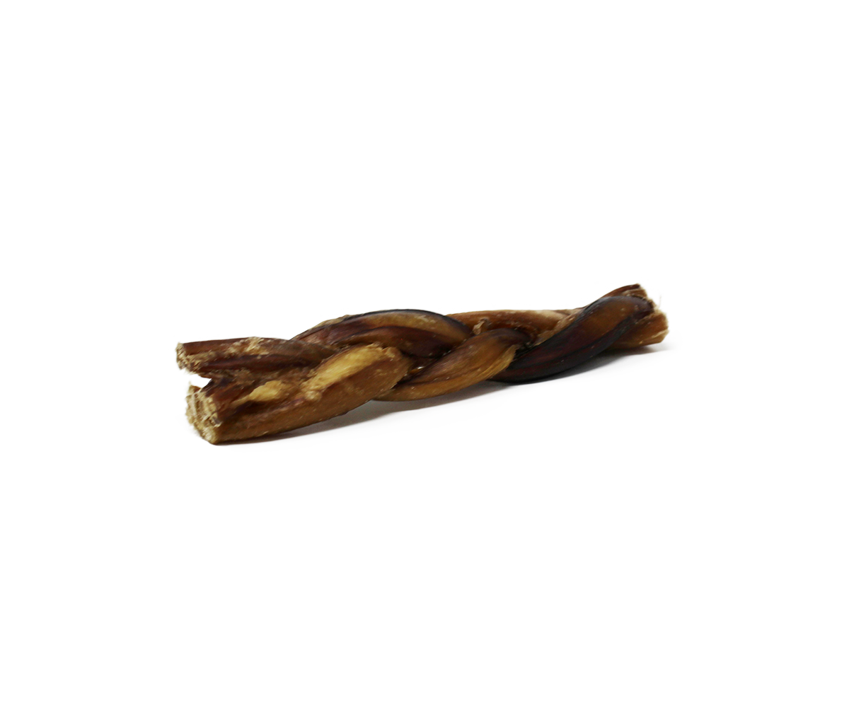 An image of an Open Range Bully Sticks Braid, showcasing its braided, high-quality, free-range beef composition.