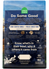 Back view of Open Farm Grain & Legume Free RawMix - Wild Ocean dog food bag, detailing ingredients and nutritional information.