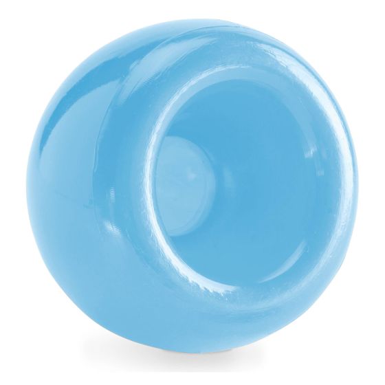 Planet Dog - Orbee Tuff Snoop interactive puzzle toy in translucent blue, designed to hold treats for dogs.