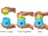 Image showing two West Paw Toppl toys interlocked, illustrating how they can be combined to create a more complex toy.