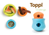 Image of a West Paw Toppl toy stuffed with treats, demonstrating its use as a treat-dispensing puzzle.