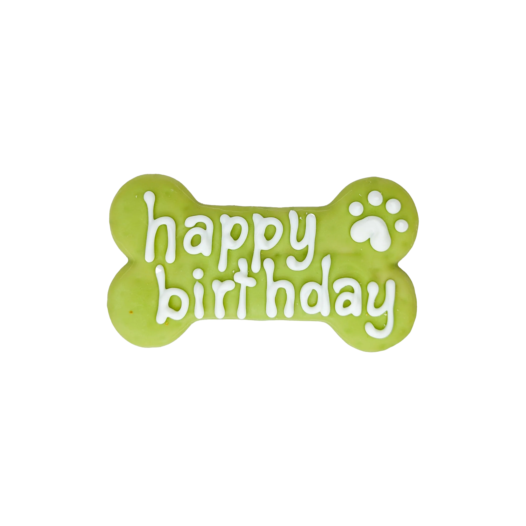 Bosco & Roxy Happy Birthday Bone in green, a fun and tasty way to celebrate your dog's birthday.