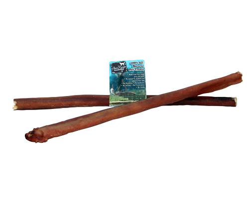 An image of a single Open Range Bully Stick, showcasing its natural, high-quality, free-range beef composition.