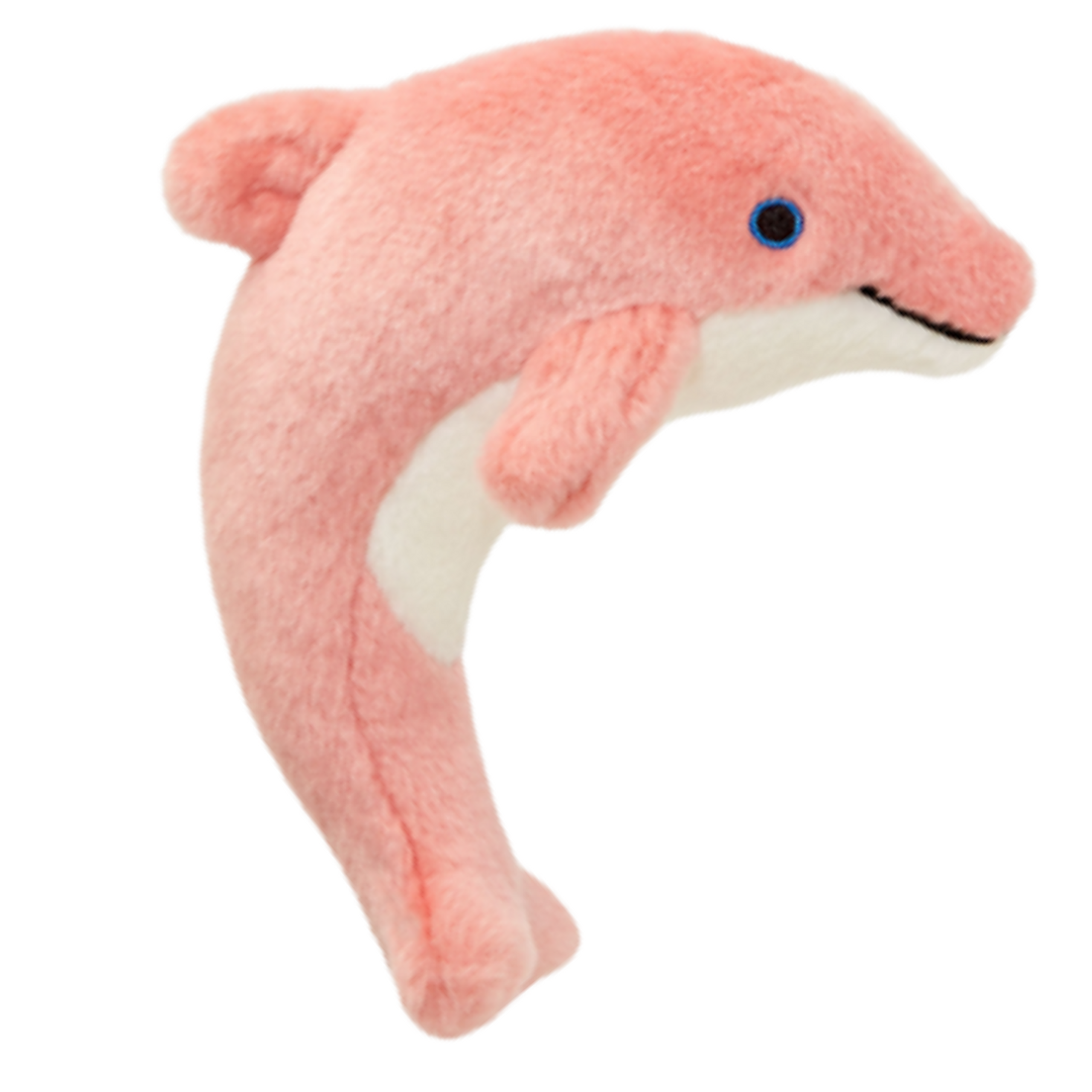 Fluff & Tuff Gisele Mini Dolphin plush dog toy in soft pink fabric, showcasing durable reinforced stitching, gentle plush material, and a compact shape ideal for small dogs who love to cuddle, fetch, and play.