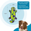 Image displaying the full size measurements of the Outward Hound Durablez Gecko, ideal for helping dog owners select the best fit for their dog’s size and play style.