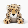 Front view of Fluff & Tuff Kali Cheetah dog toy displaying friendly facial details, ultra-soft plush texture, and secure construction perfect for cuddles and active play sessions.