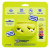 Back of WAGLAB PlayStack The Boomerang Green packaging displaying product features including freezer safe, dishwasher safe, treat dispensing, customizable stacking, and enrichment benefits for dogs