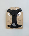 Back view of the DexyPaws no pull dog harness in packaging displaying adjustable body straps, rear leash attachment point, sturdy control handle, breathable mesh lining.