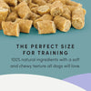 Close-up of bite-sized Crumps Mini Trainers dog treats.  These soft and chewy dog treats are ideal for training sessions.