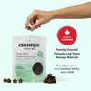 Crumps Naturals Fresh Bites bag highlighting brand values – made in Canada, female owned, family owned, and always natural since 2006, creating whole pet wellness one bite at a time