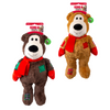 Two KONG Holiday Wild Knots Jumbo Bear dog toys in light and dark brown, each featuring soft plush fur, an internal knotted rope skeleton for durability, and festive holiday scarves and gloves — perfect for chewing, tugging, and cuddling.