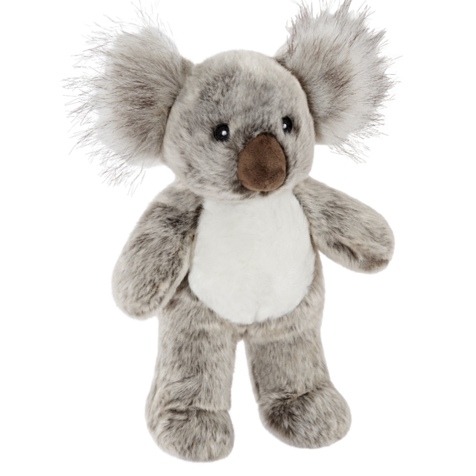 Close-up of Doc the Koala plush dog toy featuring fuzzy ears, ultra-soft premium fabric, reinforced Tuffweb™ mesh lining, embroidered safety details, and durable construction designed for carrying, cuddling, enrichment, and interactive play.