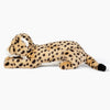 Side view of Fluff & Tuff Kali Cheetah dog toy showing reinforced stitching, plush cheetah-patterned fur, and strong inner mesh liner for long-lasting durability during play.