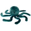 Front-facing view of Stevie the Octopus dog toy showcasing its playful octopus design with legs sprawled out, embroidered eyes, reinforced double-stitched construction, non-toxic filling, and eight floppy tentacles that create exciting movement during games of fetch, tug, and independent play.