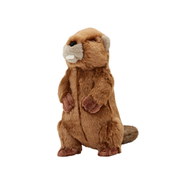 Fluff & Tuff Troy Beaver plush dog toy with reinforced mesh lining, soft exterior, and floppy tail, perfect for both cuddling and interactive play.