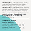 Ingredient list for Crumps Naturals Fish & Superfood Greens Dog Food Topper featuring omega-rich fish, spinach, broccoli, kelp, and rosemary extract – wholesome, natural ingredients that promote muscle health and vitality
