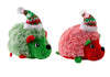 KONG Holiday Comfort HedgeHug dog toys in festive red and green side by side, featuring soft plush fabric and crinkle material that encourage play and snuggling for dogs during the holiday season.