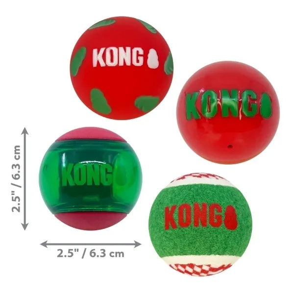 Shop KONG Holiday Occasions Ball 4 Pack Festive Fetch Fun for Dogs