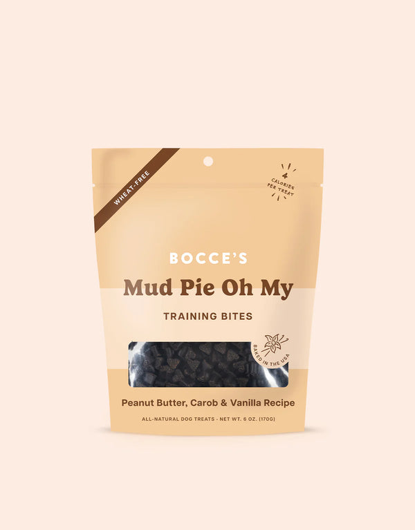 Bag of Bocce's Bakery Training Treats - Mud Pie Oh My featuring delicious mud pie flavours.