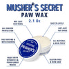Musher's Secret Paw Wax benefits showing it's not just for paws, it provides all season protection.  It's fast drying and doesn't stain carpets or furniture.  It's made with Vitamin E & Food grade Waxes.  It's easy to apply, all natural & non toxic and gluten & non gmo free!
