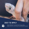 Mushers Secret is easy to apply.  Think of it as hand lotion for your dog.  Apply and rub in a thin layer on and between the pads