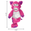 "Kong Cross Knots Pig - Medium/Large size with detailed measurements displayed."