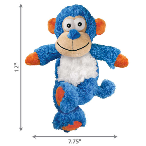 "Kong Cross Knots Monkey - Medium/Large size with detailed measurements displayed."