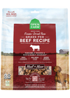 Front of Open Farm Grass-Fed Beef Freeze Dried Raw bag, featuring pasture-raised beef and organic veggies for dogs’ wellness.