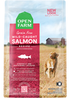 An image showing the front of the Open Farm Grain Free Wild Caught Salmon Dry Dog Food bag, highlighting the premium ingredients and grain-free formula.