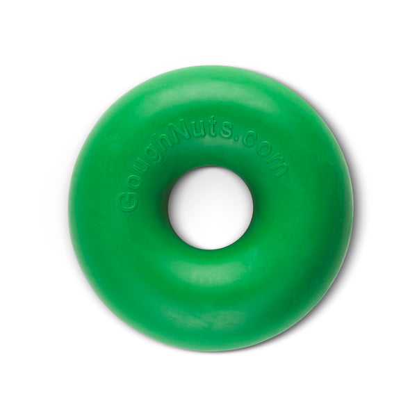 Goughnuts Original Green Ring, durable rubber chew toy for dogs.  Even the most powerful chewers