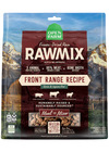 "Front view of Open Farm RawMix Front Range Freeze Dried Raw Recipe bag featuring pork, beef, and lamb."