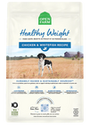 Image of Open Farm Healthy Weight Dog Food bag featuring high-protein, low-calorie nutrition with G.A.P. certified chicken and wild-caught whitefish.