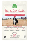 Image of Open Farm Skin & Coat Health Dog Food bag featuring wild-caught salmon as the main ingredient, promoting healthy skin and a glossy coat.