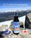 Puregard botanical tick and mosquito repellant is a woman owned business made in Canada that has up to 6 hours of plant based tick and mosquito protection