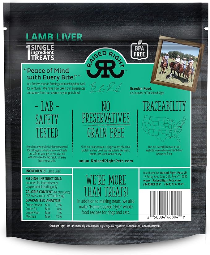 Raised Right Pets - Meat Bites - Lamb Liver Dog Treats