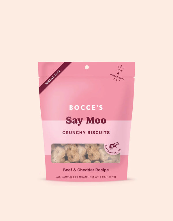Bocce's Bakery Say Moo Crunchy Treats: Bold and delicious, made with real beef, perfect for pups with discerning taste buds.
