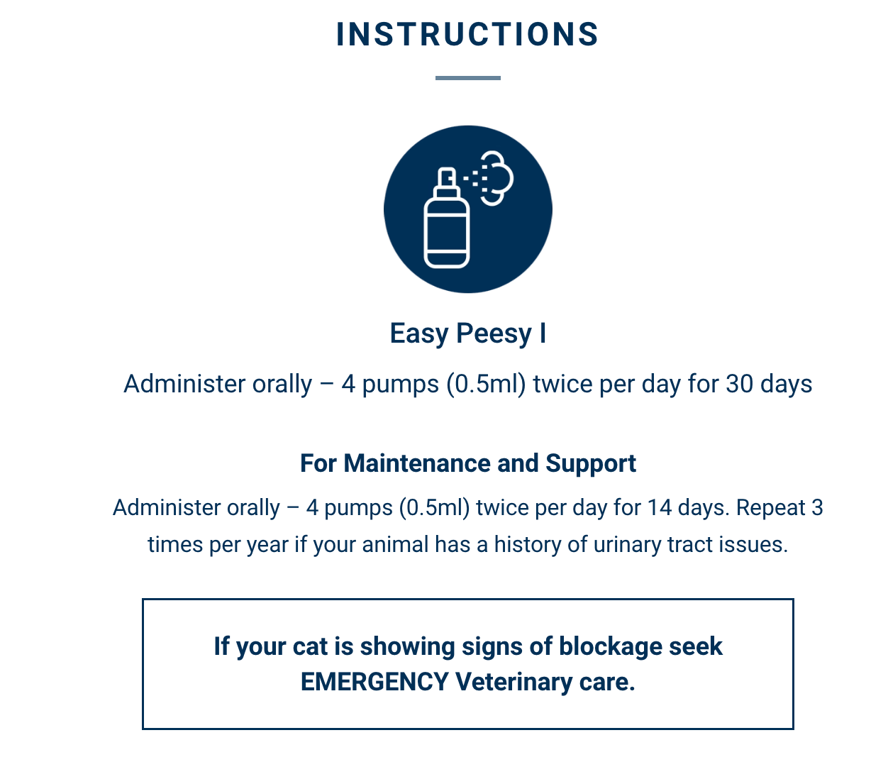 Adored Beast Easy Peesy 1: Instructions advise adding to pet's food to support urinary system health.