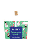 Close-up of Bocce's Bakery Snowman Snacks, showcasing soft and chewy texture and natural ingredients for a wholesome dog treat.