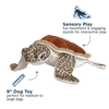 Tall Tails Animated Sea Turtle Plush Toy showing twitchy flipper animation, squeaker for auditory stimulation, and plush softness for cuddles and calming comfort.