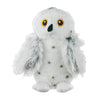 Tall Tails 8” Animated Snow Owl Plush Dog Toy with twitchy wings, reinforced mesh fabric, and safe squeaker for interactive, durable, and cuddly play.