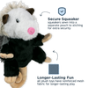 Close-up of Tall Tails Plush Possum Toy showing squeaker sewn securely into separate pouch, reinforced mesh fabric, and rope interior for safer, longer-lasting play.
