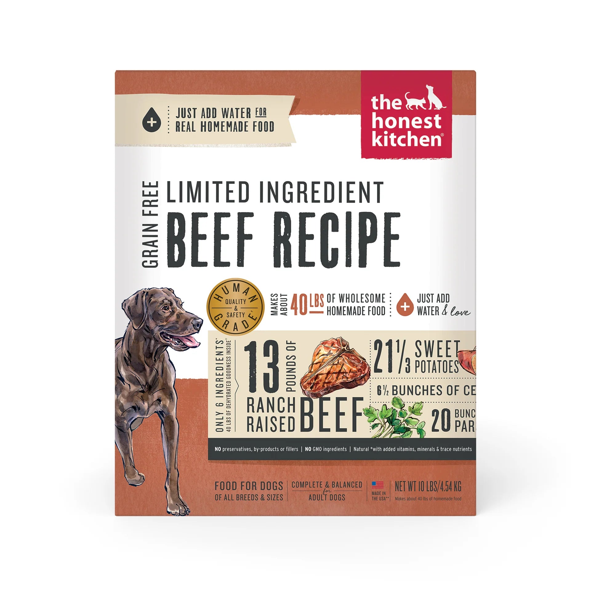 The Honest Kitchen Dehydrated Dog Food Limited Ingredient Beef 10 lb box