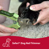 The Safari Professional Dog Nail Trimmers provide a safe and effortless trimming experience. This close-up image shows how the sharp stainless steel blades cut through nails smoothly while the non-slip handle offers a steady grip. The safety stop guard helps pet parents avoid cutting too close to the quick, ensuring a comfortable and pain-free trim for their furry friends.