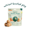 Image of Woof’s Pupsicle Refill Pops in Beef & Peanut Butter packaging, highlighting long-lasting and high-quality ingredients.